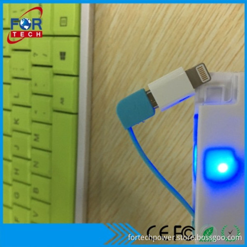 Utral Slim 2300mah Business Card Power Bank Thin Mobile Charger With Cable